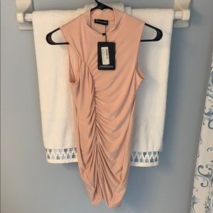 Nude ruched sleeveless bodycon dress UK size 8